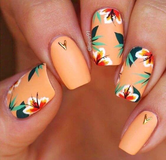 elegant tropical nail art designs idea