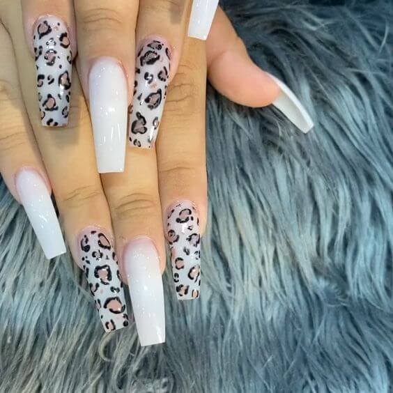 offwhite long cheetah nails art designs idea