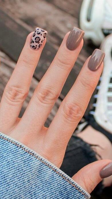 short cheetah print nail art design idea