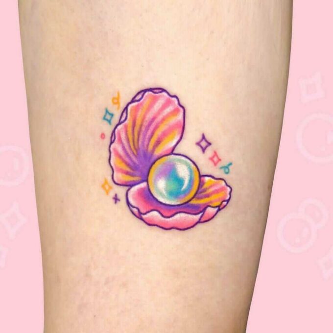 june birthstone pearl and alexandrite tattoo design idea