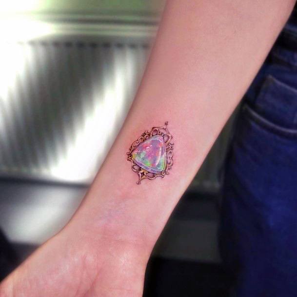 october birthstone opal tattoo design idea