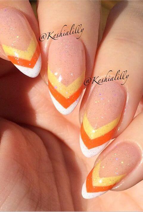 arrow tip candy corn nail art design idea