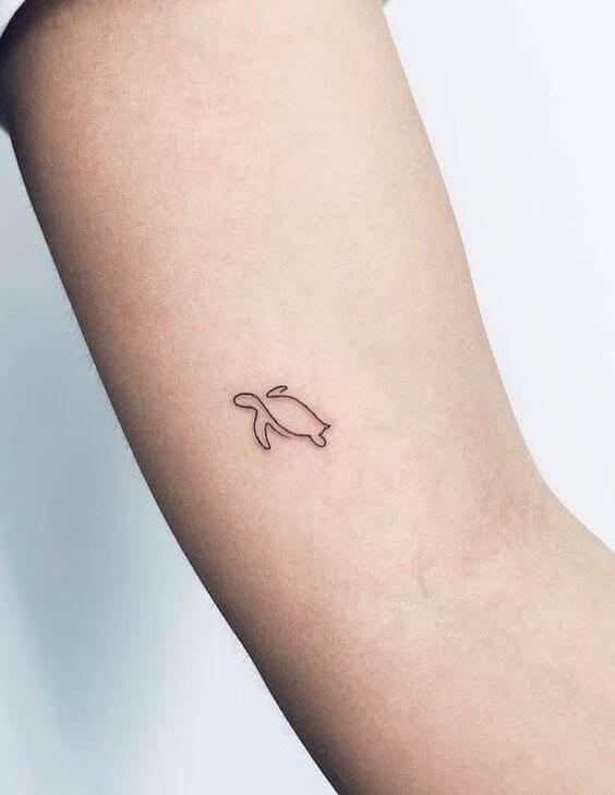 minimal small turtle tattoo design on arm