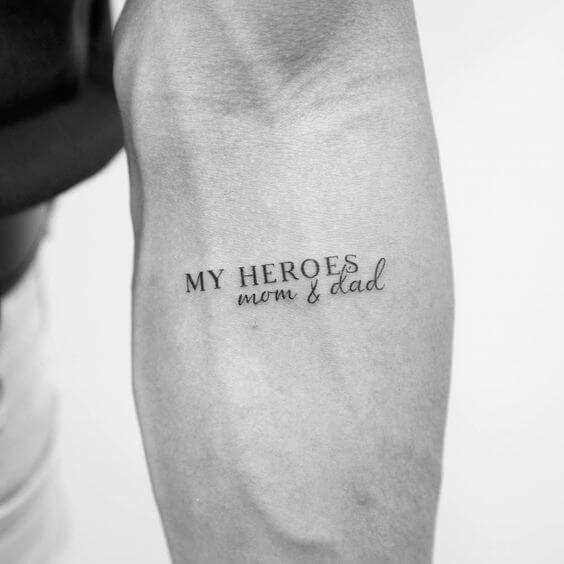 my heroes mom and dad tattoo on forearm