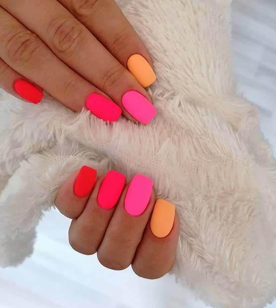 neon summer matte nails