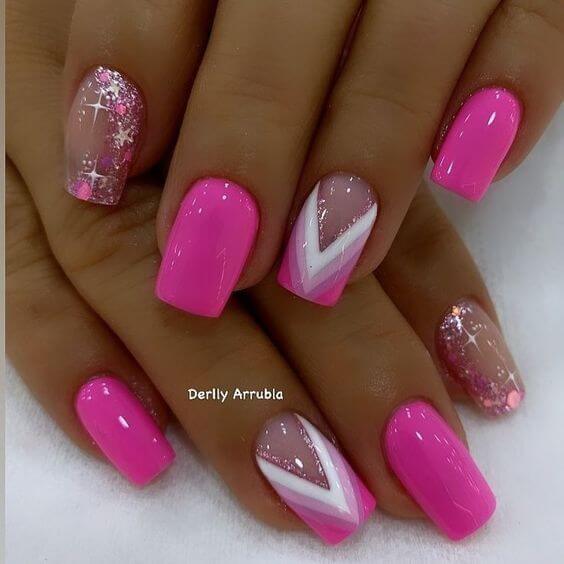 barbie inspired pink fancy nails art designs