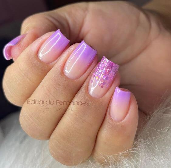 glitter lavender fancy nail art design