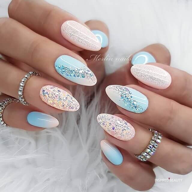 amazing colorful glitter short gel nails designs