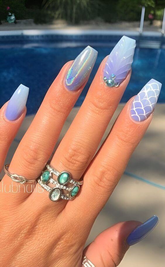 pastel purple summer beach vacation nails