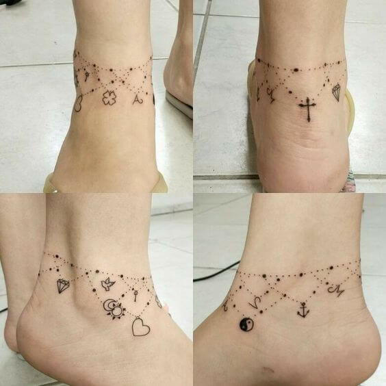 fashionable girly ankle foot tattoo design