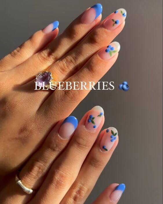 blueberries fruity nails art designs