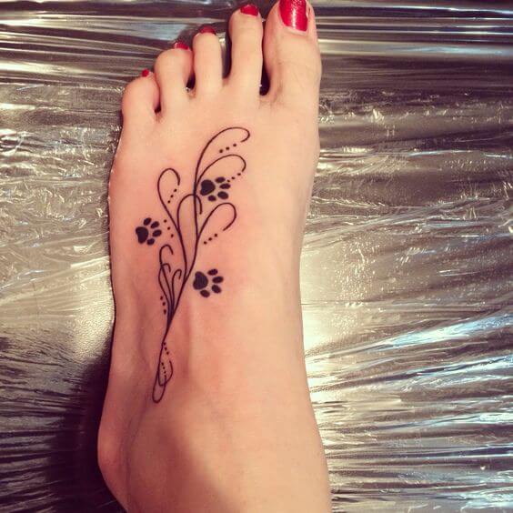 cute kitten paw with pattern girly foot tattoo design