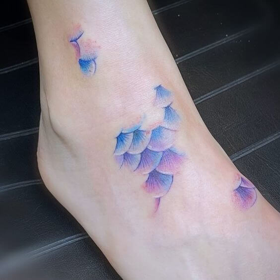 fish scales mermaid girly foot tattoo design