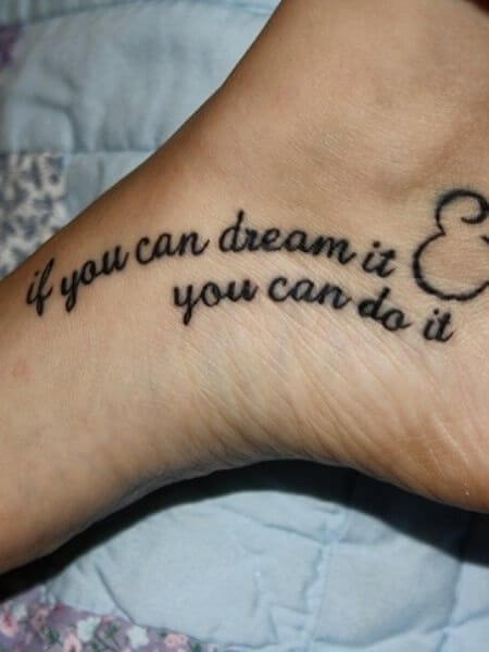 inspiring quote girly foot tattoo design