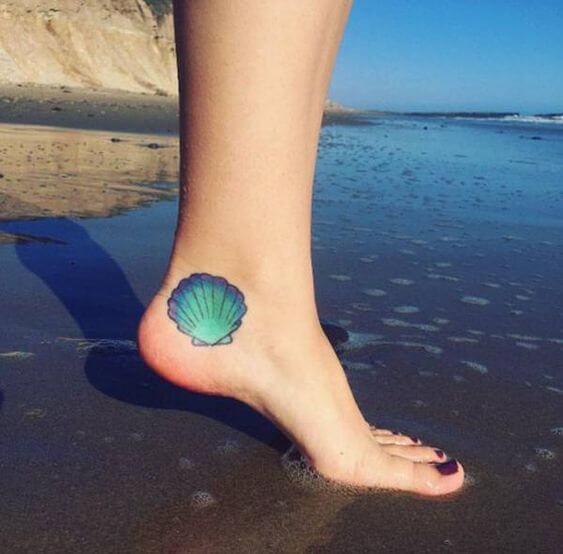 seashell girly foot tattoo design