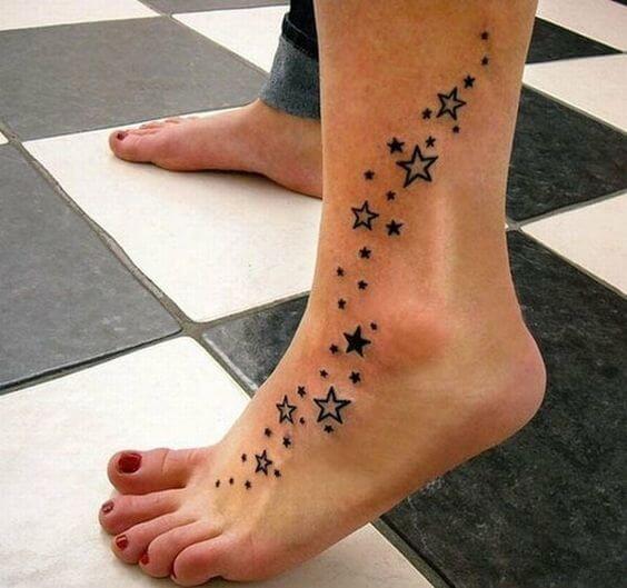 tiny stars girly foot tattoo designs