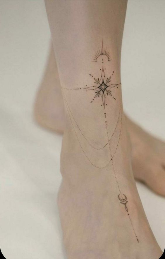 elegant girly foot pattern tattoo design