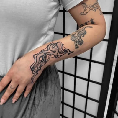 abstract girly half sleeve tattoo design
