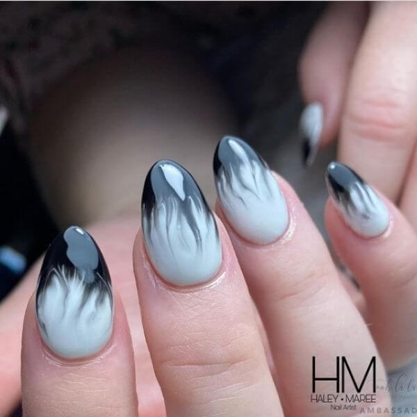 smoke effect cute trendy short acrylic nails idea