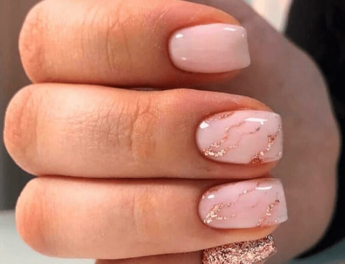 glitter marble effect cute trendy short acrylic nails designs