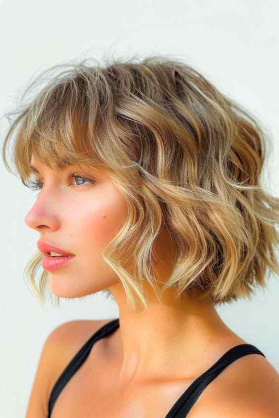 blonde layered shaggy bob hairstyle 