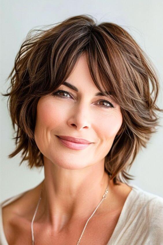 shaggy short layered short bob hairstyle 