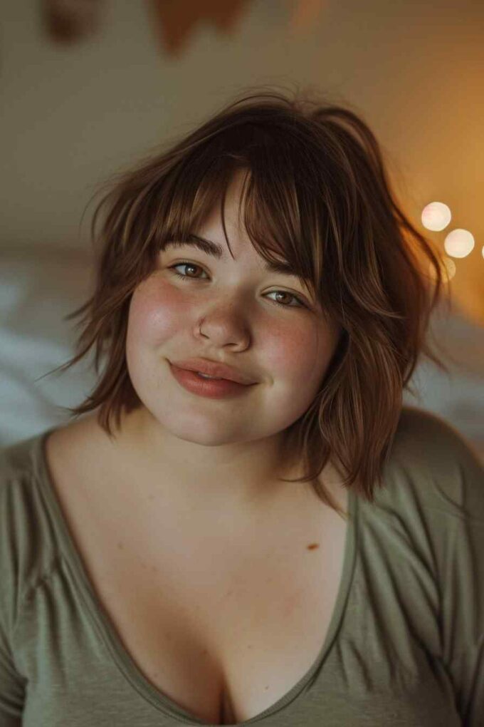 shaggy layered short bob hairstyle