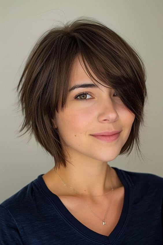 cute short shaggy layered bob hairstyle for thin hair