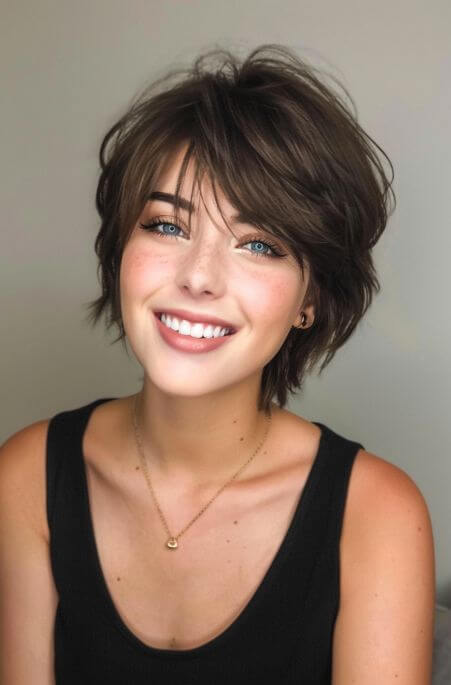 super short shaggy layered bob hairstyle 