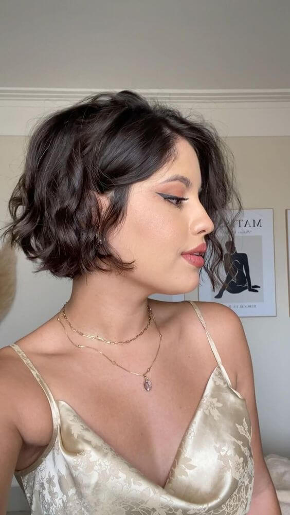 curly asymmetrical bob haircut style