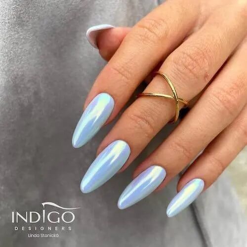 acrylic chromatic light blue nail designs