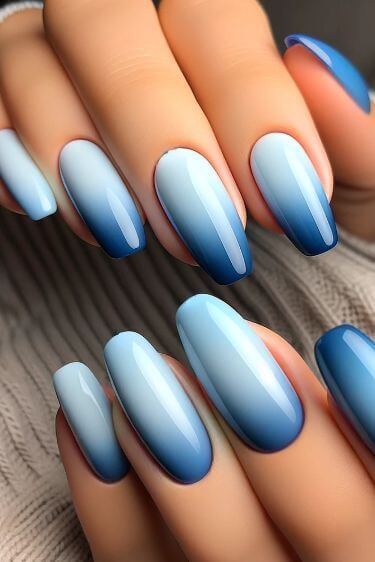 beautiful shaded ombre light blue  nails designs