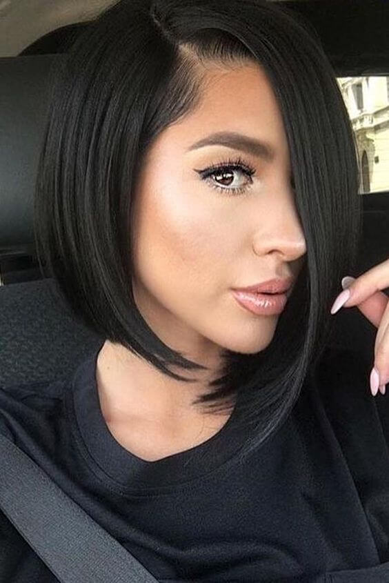 straight long asymmetrical bob haircut hairstyle