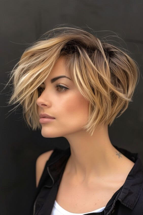 messy asymmetrical bob haircut