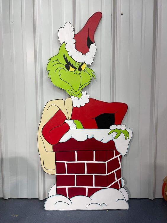 outdoor chimney grinch christmas decor