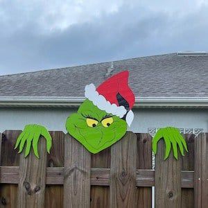 outdoor fence grinch christmas decoration