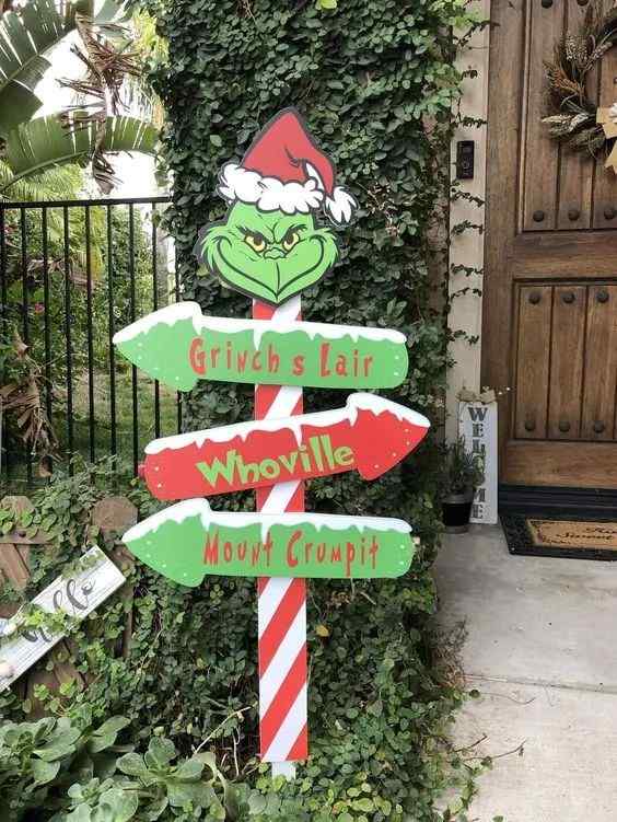outdoor sign grinch christmas decoration