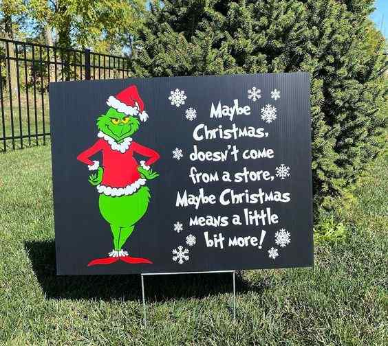 outdoor yard sign grinch christmas decoration