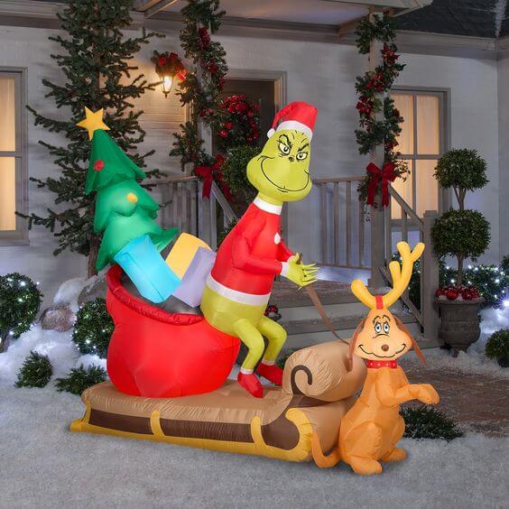 outdoor grinch santa christmas decor