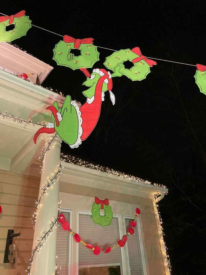 outdoor hanging wreath grinch christmas decoration