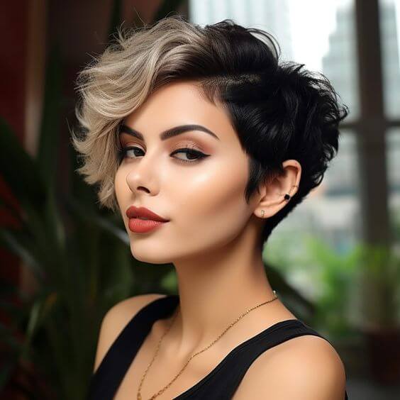 textured asymmetrical pixie bob haircut