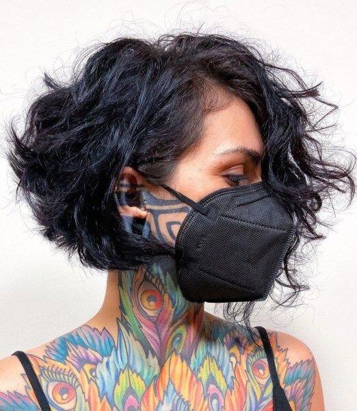 wavy pixie asymmetrical bob haircut