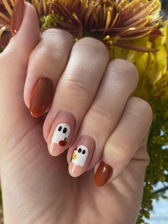 autumn ghost nail designs for halloween