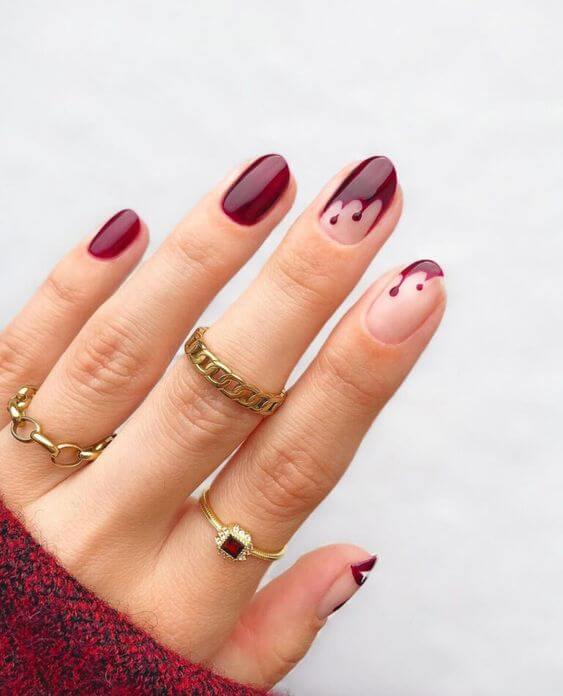 blood dripping vampire inspired halloween nail art
