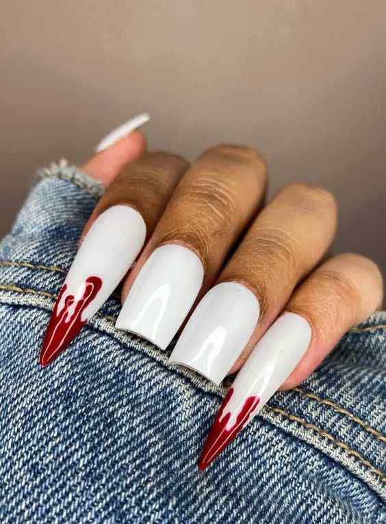 blood dripping halloween vampire nail art