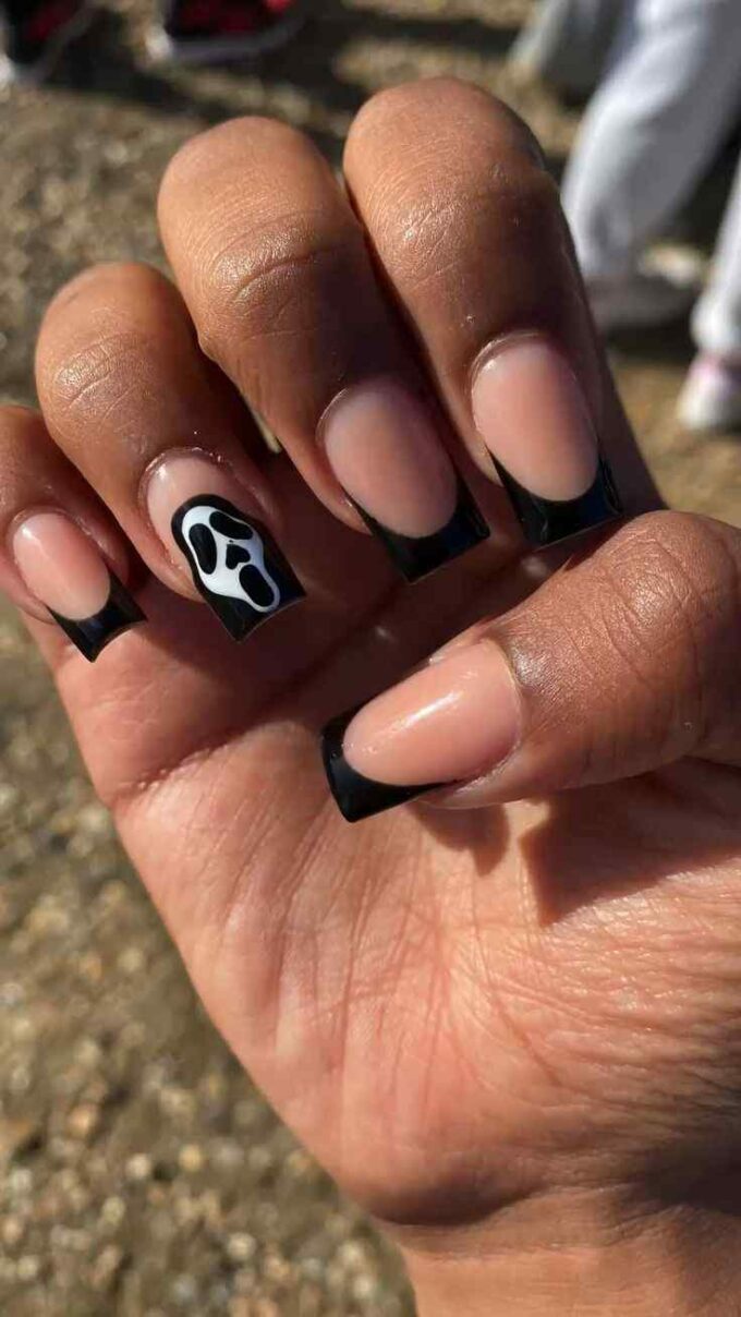 scream ghost face nail designs for halloween