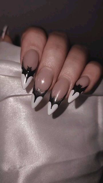 french tip bat halloween vampire inspired nail designs