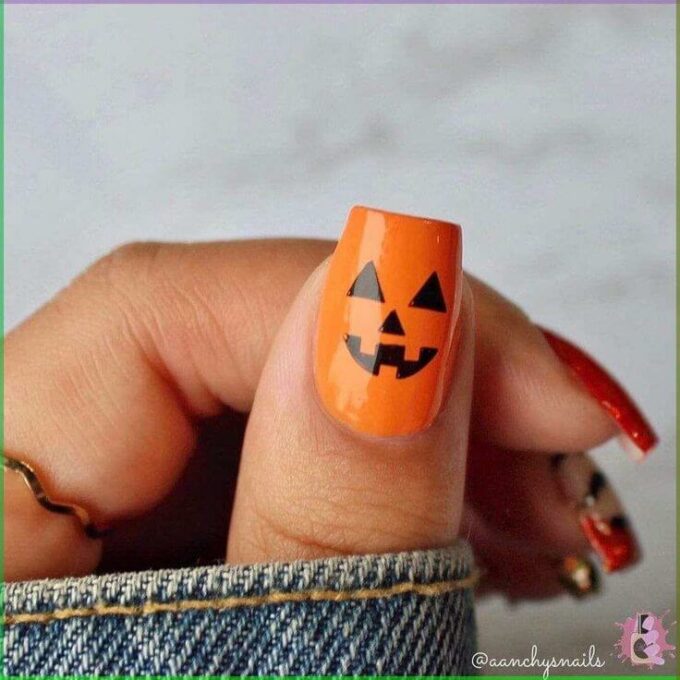 halloween pumpkin nail design sticker