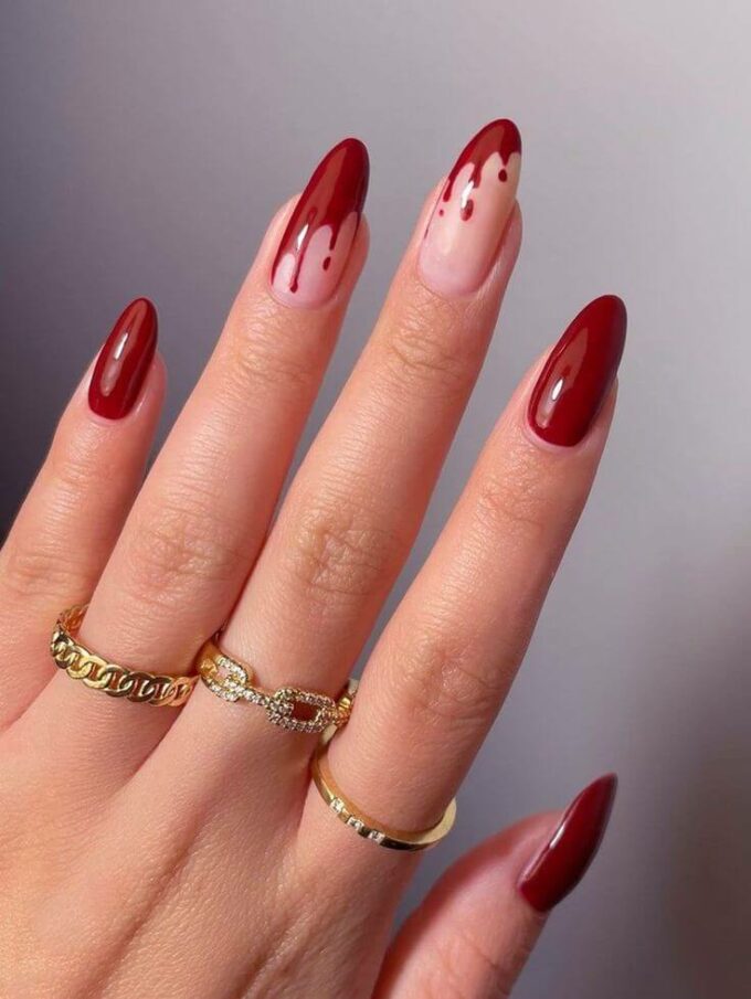 blood drip halloween vampire nail art