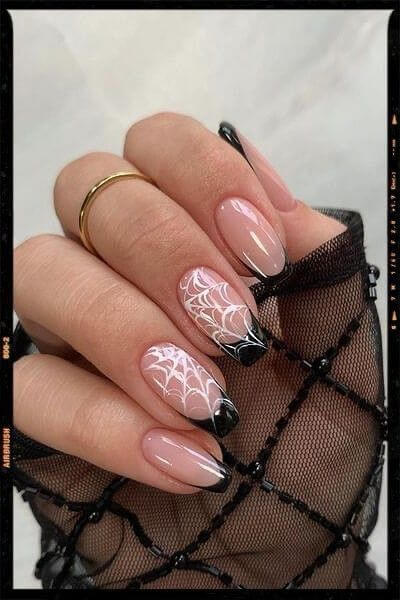 spider web designs short halloween nail art designs